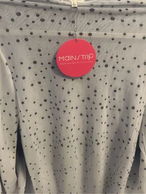 Main Strip Lg Black and White Mesh Polka Dot Long Sleeve Top thumbnail 2