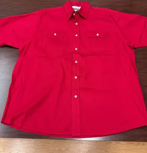Wrangler Hero Mens Red Short Sleeve Button Up Shirt Size X-Large thumbnail 1