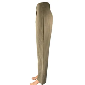 Princess Polly Women's Brown Tan Striped Pleated Straight Trousers Dress Pants 2 thumbnail 2