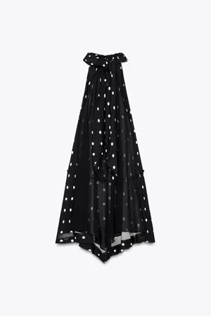 Zara Black Polka Dot Halter Top with Pointed Hem thumbnail 5