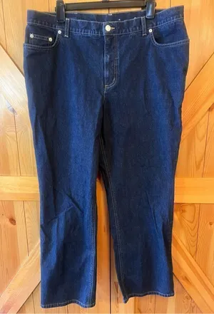 Land’s End Womens Sz 18 Dark Wash Blue Jeans Straight Leg Denim (1491) thumbnail 1
