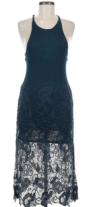 Free People Nora Lace Crochet Overlay Dress size medium thumbnail 1