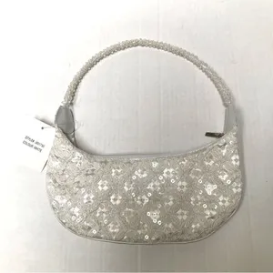 ‎Vintage Y2K Jessica McClintock white beaded sequined embroidered mini bag thumbnail 3