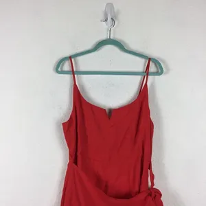 NEW Lulus Sunny Oasis Mini Dress XL Coral Red Ruffled Faux-Wrap Sleeveless thumbnail 4