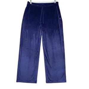 Vuori Womens Wide Leg Corduroy Velour Pants Indigo Blue Drawstring Lounge Large thumbnail 2