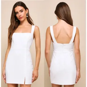 Lulus Social Sensation White Square Neck Mini Bodycon Dress Classic Size XL thumbnail 2