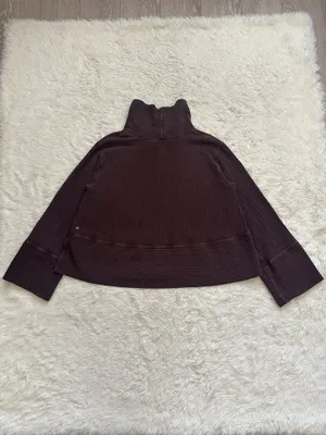 Lululemon Retreat Yourself Pullover Turtleneck Long Sleeve Textured Brown Sz M/L thumbnail 3