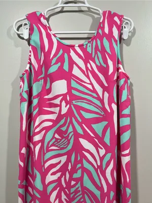 Lilly Pulitzer Sabrina Pink & White Sleeveless Shift Dress Size Medium thumbnail 2