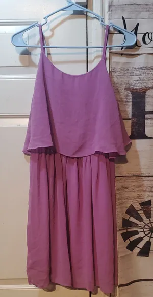 Kinnucan's Lilac Spaghetti Strap Mini Dress with Layered Bodice thumbnail 1