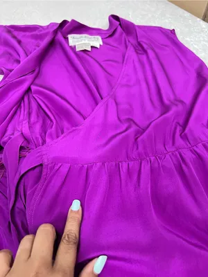 Diane Von Furstenberg Fuchsia Wrap 100% silk Midi Dress size 6 DVF FLAWED thumbnail 10