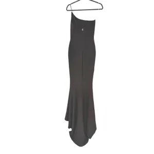 Nookie One Shoulder Gown Maxi Dress M Black High Slit Formal Prom Homecoming thumbnail 9