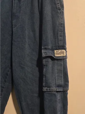 Kids Blue Cargo Denim Jogger Pants thumbnail 8
