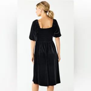 Draper James Black Velvet‎ Smocked Dress Size M thumbnail 4