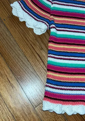 Striped Short Sleeve Sweater Multi Size M thumbnail 3
