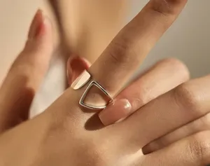 Boutique NEW Unique Geometric‎ Ring | Rhodium Plated 925 Sterling Silver, Abstract Ring thumbnail 1