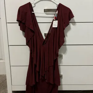 Free People Darling Mini Dress Maroon NWT thumbnail 2