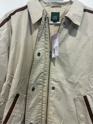 wild fable Cream Bomber Jacket with Brown Faux Leather Trim Medium NWT thumbnail 10