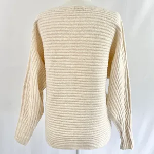 New Lush Lurex Ribbed Boat Neck Sweater Off The Shoulder Long Sleeve Cream Gold thumbnail 10