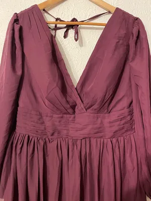 Vnaix Wedding Gown Long Sleeve V-Neck Maxi Dress Chiffon Size 14 thumbnail 3