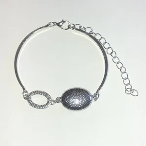 Silver Tone Bracelet with Purple Stone and Rhinestone Halo thumbnail 5