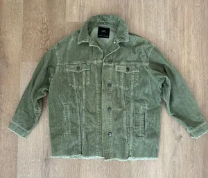 ZARA Frayed Green Corduroy Jacket thumbnail 1