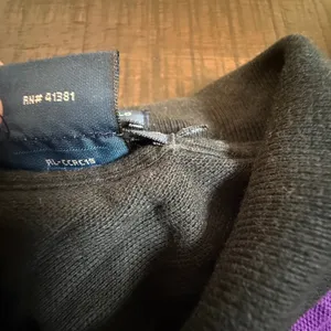 Ralph Lauren Skinny Polo Purple Black Colorblock Crest Shirt Womens L Vintage thumbnail 5
