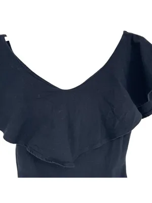 Free People Black Ruffle Off-Shoulder Fitted Top Size XS Coquette Romantic thumbnail 6
