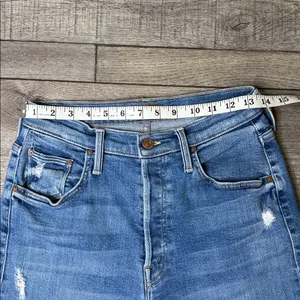 MOTHER The Tripper Ankle Fray Blue Distressed Straight Leg Jeans thumbnail 12