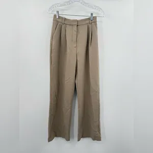 Abercrombie‎ & Fitch Women's Tan Sloane Tailored Wide Leg Trouser Pants Size 2 thumbnail 2