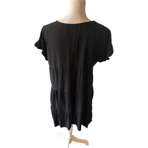 Women's Black Flutter Sleeve Tiered Dress Size M thumbnail 4