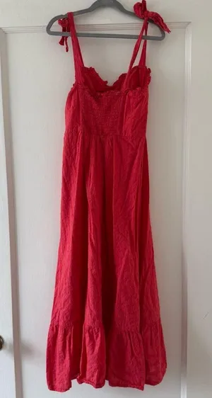 NSR Red Sleeveless Sweetheart Neckline Midi Dress with Tie Straps size XSmall thumbnail 5