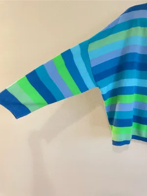 BRODIE Cashmere Striped Round Neck Oversized Pullover Sweater Size Large thumbnail 3