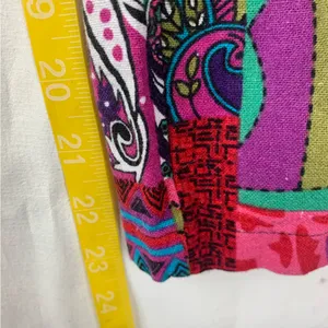Multicolor Patchwork cropped overalls size XL paisley art funky hippie thumbnail 9