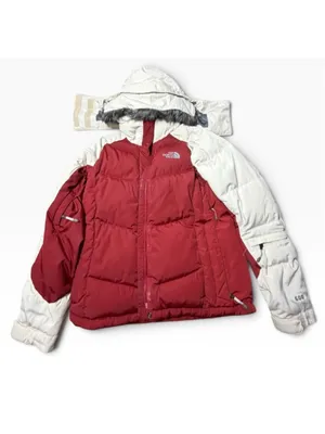 The North Face 600 Down Ski Jacket Fur Hood Burgundy White Vintage Puffer S thumbnail 2