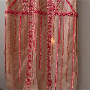 Pink and orange beaded shift dress with a boho vintage flapper 20s vibe 🔥 thumbnail 4