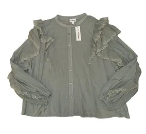 The Drop Arianna Ruffle Blouse 3X Iceberg Green Eyelet NWT thumbnail 1