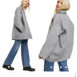 NWT Free People Hannah Slouchy Double Breasted Blazer Gray thumbnail 6