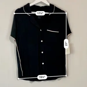 Stars Above Women’s Short Sleeve Pocket Front Button Sleepwear Shirt Black NWT thumbnail 5