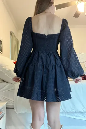 Boutique Shop Neighbor Navy Babydoll Dress thumbnail 4
