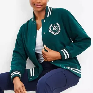 Lou & Grey Women's Forest Green Varsity Jacket Size‎ Medium thumbnail 1