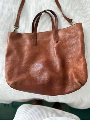 Madewell Women's Leather Tote Bag in Brown - Adjustable Shoulder Strap thumbnail 3