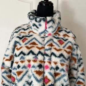 Eddie Bauer Geometric Tribal Print Plush Fleece Quarter Zip Pullover Apres Ski thumbnail 3
