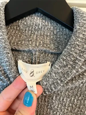 Lou & Gray Heathered Gray Ribbed Turtle Neck Long Sleeve Dress - Size Medium thumbnail 12