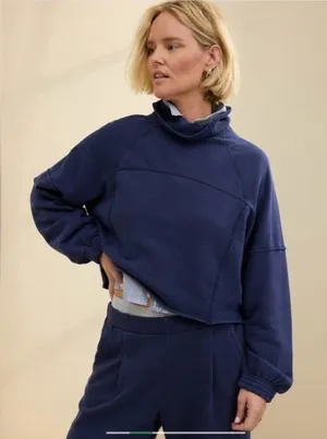 Aerie New Heights Cropped Turtleneck Sweatshirt Soft Lounge Casual Cozy Size XL thumbnail 1