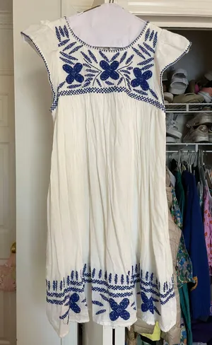 White And Blue Floral Mini Dress thumbnail 1