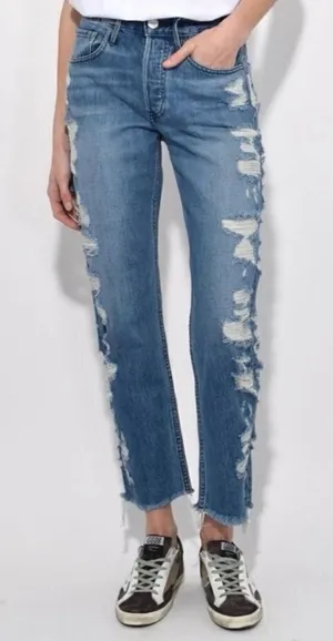 3x1 Higher Ground Jeans Size 25 Blue Denim Button Fly‎ Distressed Alternative thumbnail 1