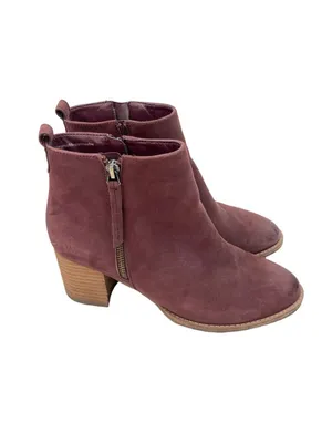 -Blondo Eve Leather Ankle Booties Boots Womens 8.5 Plum Burgundy Waterproof thumbnail 2