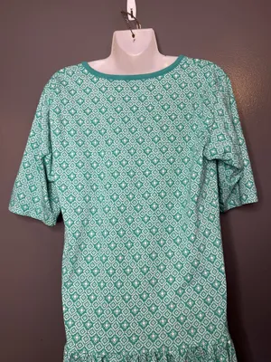 Vintage Intro T Shirt Dress Womens Medium Green Geometric Drop Waist Midi Cotton thumbnail 8