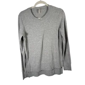 Alo Yoga Glipse Crewneck Sweatshirt Grey Athleisure Side Slit Oversized Women Sm thumbnail 2