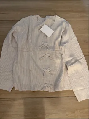 NEW Cardigan Sweater Bow Button Down Knit Tie XL thumbnail 4